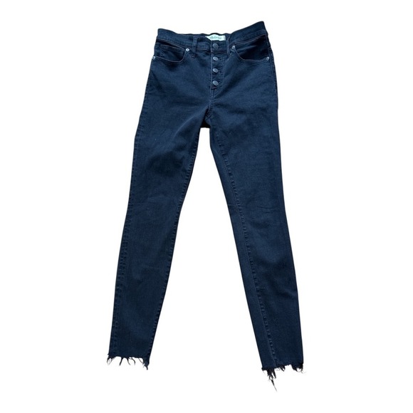 Madewell Denim - Madewell 9 High Rise Skinny Jeans Button Fly Black Raw Hem Size 28